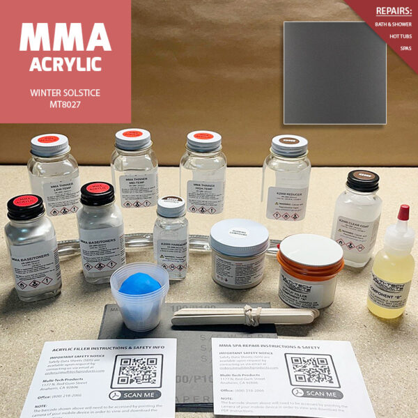 MMA ACRYLIC SINGLE REPAIR KIT SPA WINTER SOLSTICE MOUNTAIN SERIES