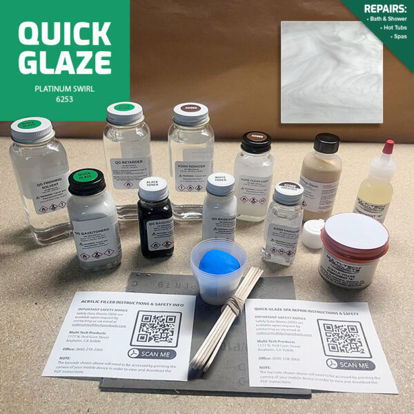 QUICK GLAZE SINGLE REPAIR KIT SPA & HOT TUB PLATINUM SWIRL
