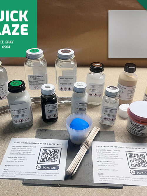 QUICK GLAZE SINGLE REPAIR KIT SPA & HOT TUB ICE GRAY