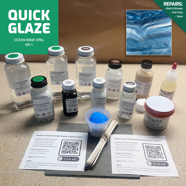 QUICK GLAZE SINGLE REPAIR KIT SPA & HOT TUB OCEAN WAVE OPAL