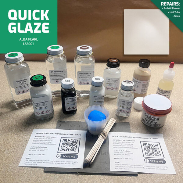 QUICK GLAZE SINGLE REPAIR KIT SPA & HOT TUB ALBA PEARL LUSTER
