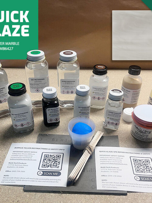 QUICK GLAZE SINGLE REPAIR KIT SPA & HOT TUB SILVER MARBLE