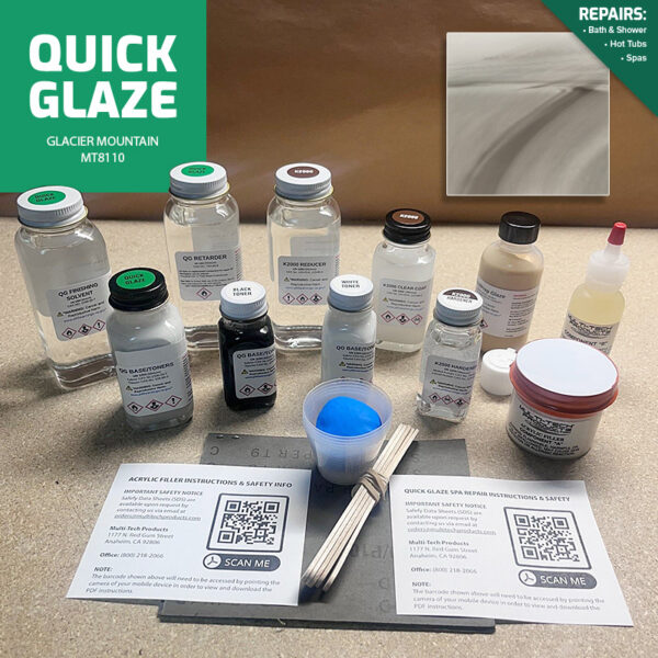 QUICK GLAZE SINGLE REPAIR KIT SPA & HOT TUB GLACIER MOUNTAIN MOUNTAIN SERIES