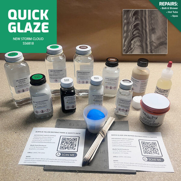 QUICK GLAZE SINGLE REPAIR KIT SPA & HOT TUB (NEW) STORM CLOUD SERENITY SERIES