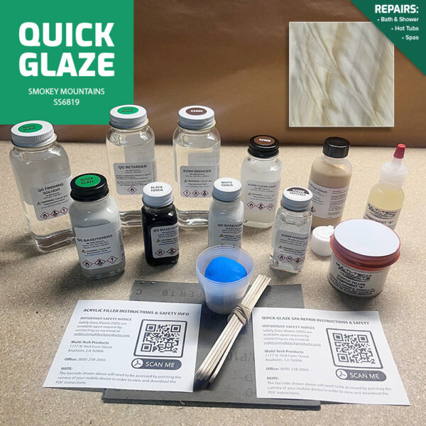 QG-SS6819-SINGLE-REPAIR-KIT-SPA-HOT-TUB-SMOKEY-MOUNTAINS QUICK GLAZE SINGLE REPAIR KIT SPA & HOT TUB SMOKEY MOUNTAINS SERENITY SERIES
