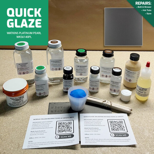 QG-WATKINS-PLATINUM-PEARL-WKS6140PL QUICK GLAZE ACRYLIC WATKINS REPAIR KIT PLATINUM PEARL 74474